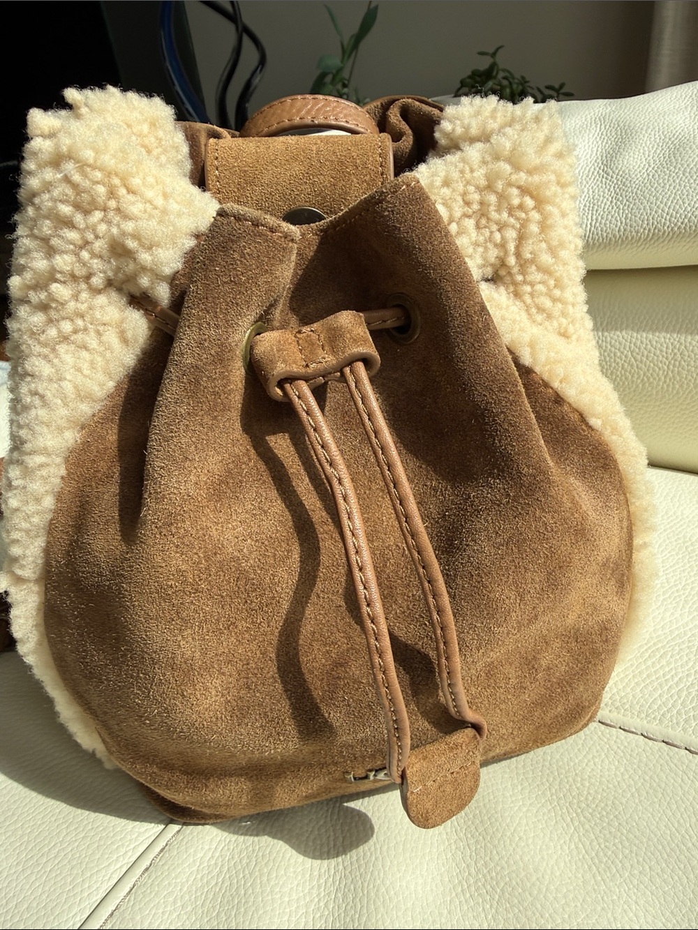 UGG Suede Leather-Trimmed Backpack - Picture 6 of 17